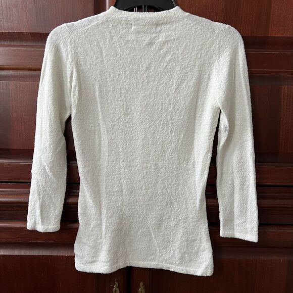 Tristan & Iseut Super Soft & Stretchy White 1/4 Button Mock Neck Sweater XS - Picture 3 of 3